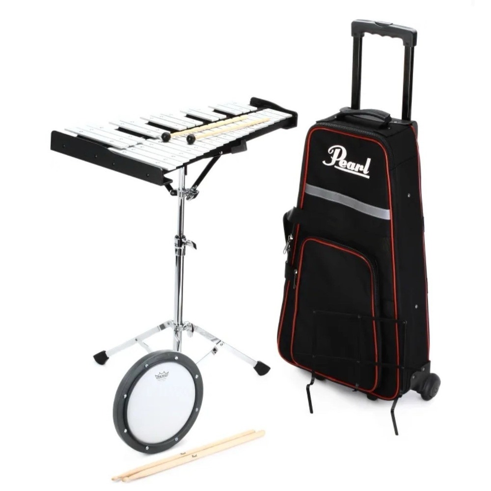 Xylophone Bell Kit by Pearl With Rolling Case Practice Pad and Stand PK-900C